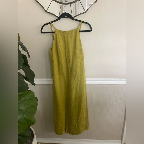 Zara Women's Green Linen Spaghetti Strap Maxi Dress Small - Picture 2 of 8